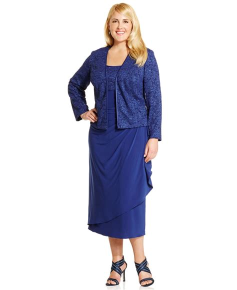 lyst alex evenings plus size lace a line dress and jacket in blue