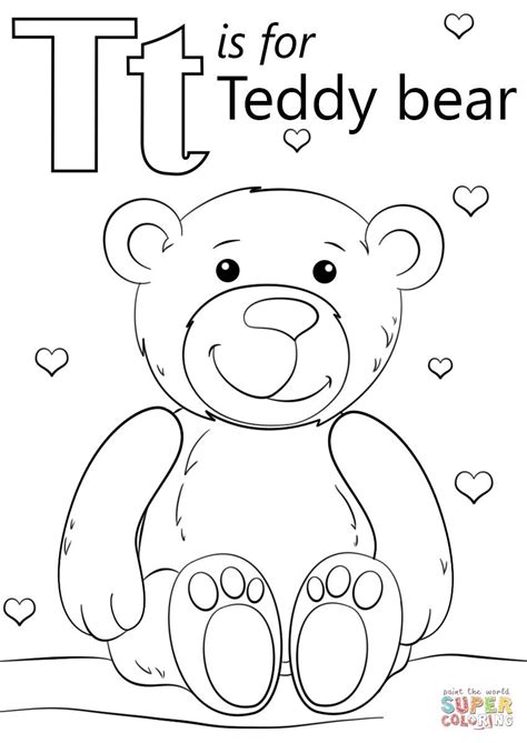 great image  letter  coloring page davemelillocom teddy bear