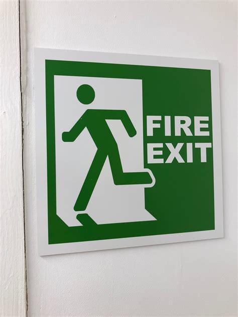 fire exit sign plastic uv printed xcm health  safety signage