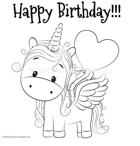 happy birthday unicorn coloring pages coloring  drawing