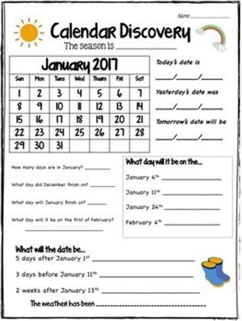 calendar worksheets ideas  pinterest calendar skills
