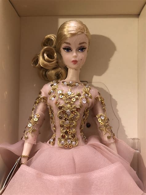 barbie fashion model collection silkstone blush gold cocktail dress