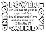 Timothy Kjv Fear Spirit Scripture Verse Bible God Given Kids Power But Vbs School Choose Board Sound Mind sketch template