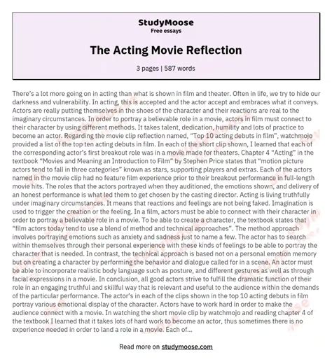 acting  reflection  essay