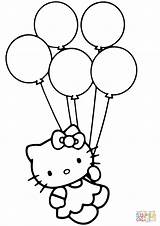 Coloring Balloons Kitty Hello Pages Printable sketch template