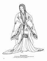 Coloring Kimono Pages Japanese Getcolorings Momoyama Upper 塗り絵 Getdrawings 保存 Diandian sketch template