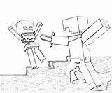 Minecraft Coloring Pages Fight sketch template