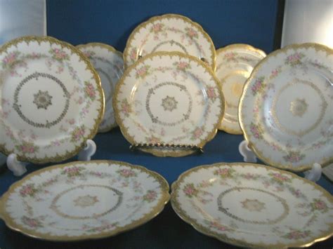 8 Vintage Imperial Crown China Austria Fancy Porcelain 6 Plates