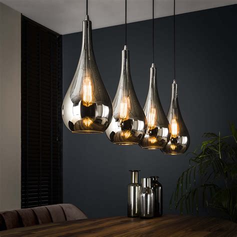 cromo loftlampe med  forkromede glas skaerme suspension moderne luminaires salle  manger
