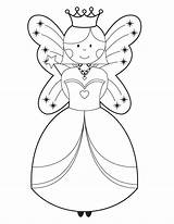 Coloring Fairy Pages Printable Girls Rainbow Godmother Princess Cute Color Print Fairies Kids Colouring Easy Magic Simple Fantasy Birthd Printables sketch template