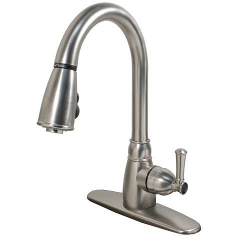 single handle  metallic kitchen faucet  pull  spray
