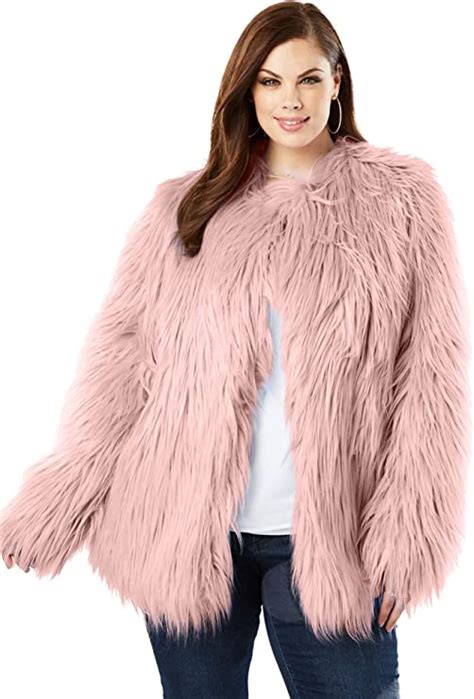 Roaman S Women S Plus Size Faux Fur Jacket Shaggy Coat 30 32 Soft