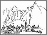 Snow Mountain Capped Drawing Mountains Getdrawings sketch template