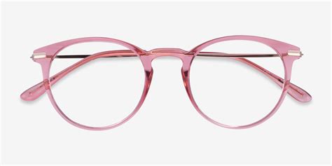 particle round clear pink and rose gold frame glasses for women