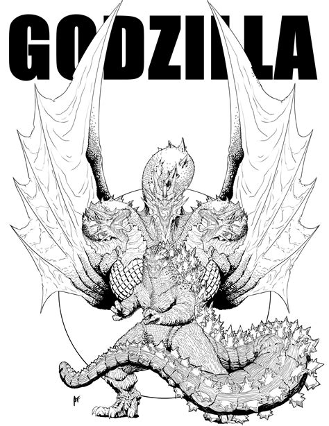 King Ghidorah Godzilla Coloring Page Page 2 Cute Svg Cut File Free