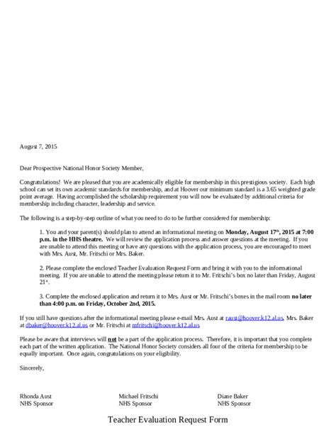 character reference letter  national honor society  template