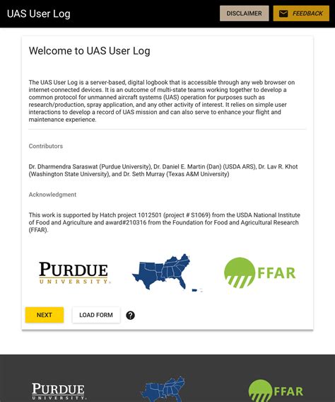 web app unmanned aerial systems uas  logbook developed  purdue university