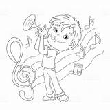 Coloring Trumpet Pages Comments Cartoon Playing sketch template