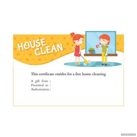 house cleaning gift certificate template printable gridgitcom