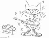 Pete Cat Coloring Pages Guitar Lunch Play Printable Color Kids Friends Bettercoloring sketch template
