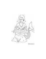 Coloring Merman Pages Young sketch template