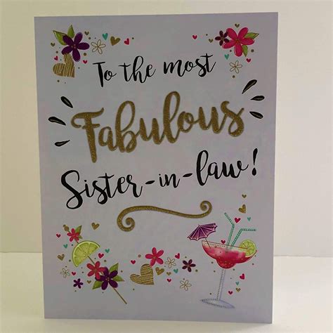 modern birthday card sister  law    inches piccadilly