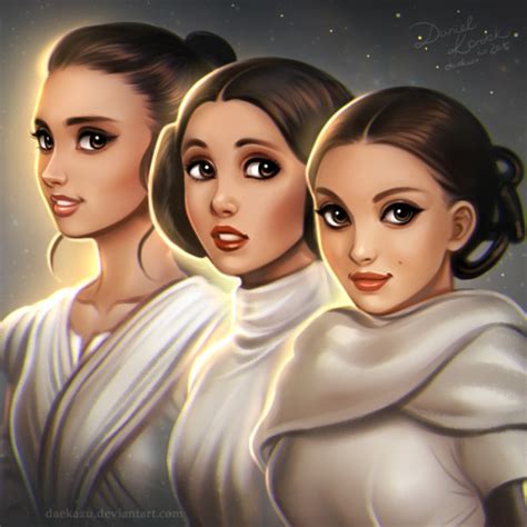 close up of 🌟star wars ladies🌟 rey leia and padme d a e k a z u