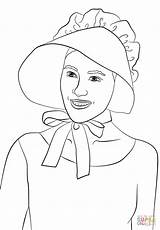 Coloring Bonnet Pages Girl Wearing Pilgrim Printable Drawing sketch template