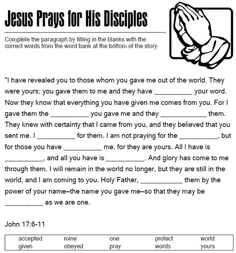 jesus prays   disciples fill   blank sermo