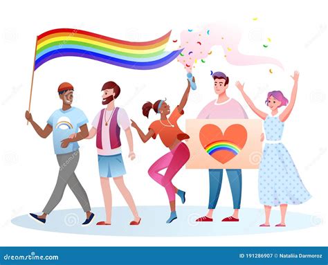 lgbt pride parade vector illustration cartoon flat happy homosexual