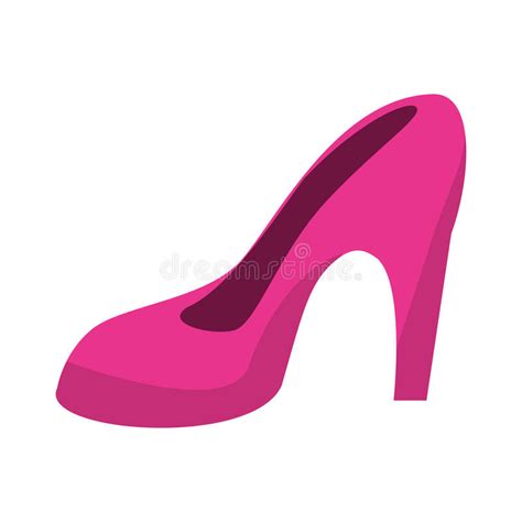 pink high heel shoe isolated flat sticker on white background stock