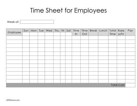timesheet template printables instant
