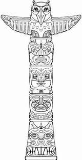 Totem Pole Coloring Native American Drawing Game Poles Indian Printable Puzzle Behance Tattoo Craft Pages Kunst Totempfahl Tiki Haida Totems sketch template
