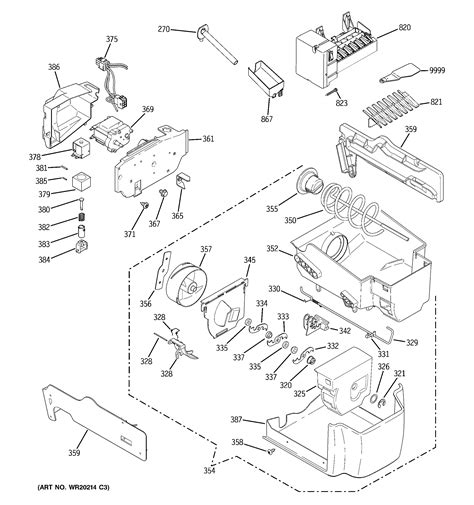 ice maker dispenser diagram parts list  model pscnswcss ge parts refrigerator parts
