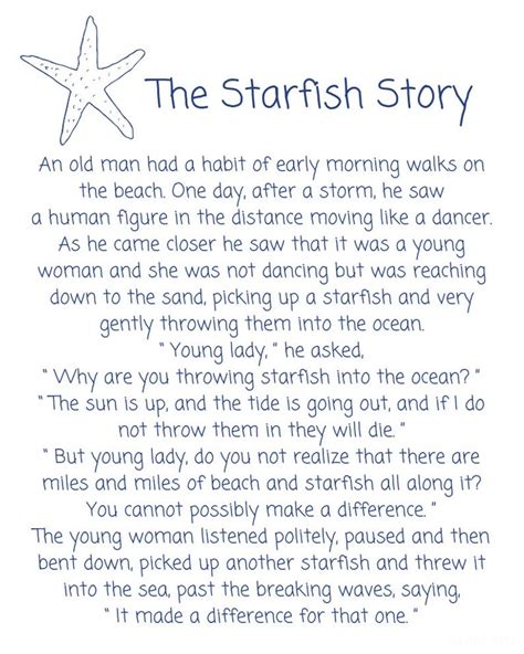 starfish story printable
