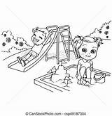 Park Playing Clipart Children Cartoon Kids Coloring Playground Pages Clip Choose Board Clipground sketch template