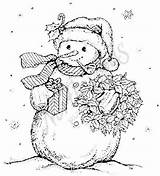 Snowman Coloring Pages Christmas Patterns Holly Stamps Stitching Northwoods Rubber Adult Make Embroidery sketch template