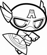 Coloring Pages Chibi America Captain Marvel Cartoon Colouring Baby Superheroes Cute Avengers Printable Superhero Shield Supplies Color Choose Board Spiderman sketch template