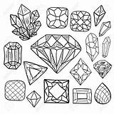 Diamante Crystals Diamantes Diamonds Preciosas Piedras Joyas Mano Colorear Gemstone Gioielli Insieme Disegnato Scarabocchio Vettore Siluetas Doodles Cristales 123rf sketch template