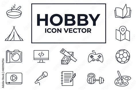 set hobby icon hobbies  children  people  home  outdoors
