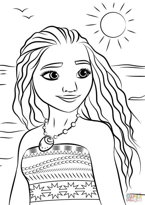 princess moana portrait coloring page  printable coloring pages