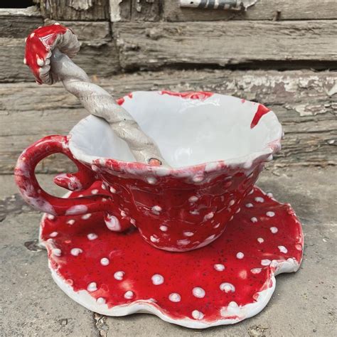 ceramic tea cups set   mushroom coffee cup mushroom etsy