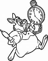 Alice Wonderland Coloring Bunny Running Hour Pages Wecoloringpage Cartoon sketch template