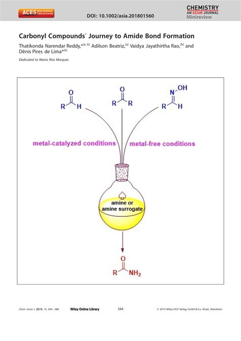 carbonyl compounds journey  amide bond formation