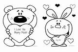 Coloring Printable Beary Much Valentines Valentine sketch template
