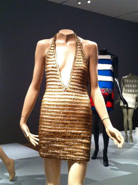 stephen sprouse minidress constructed with gold safety