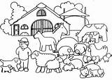 Coloring Farm Pages Animals Kids Farmer Colouring Animal House Easy Visit Little sketch template