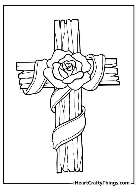 coloring pages  crosses  roses