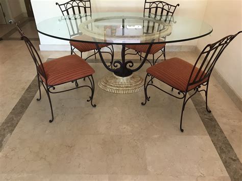 sale oval glass dining table  marble base   matching