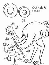 Ostrich Coloring Pages Alphabet Printable Kids Oboe Bestcoloringpagesforkids Color Print sketch template